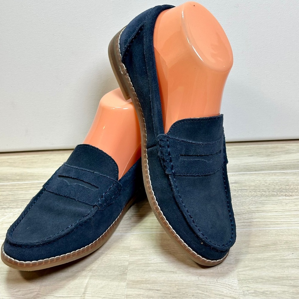 Hush Puppies Navy Blue Suede Penny Loafers Bounce Comfort Flats 6.5